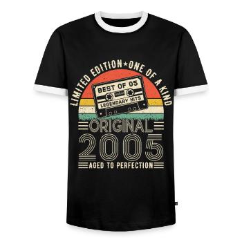 Millésime 2005 Anniversaire - T-shirt contrasté Homme - noir/blanc - Devant - AI Model Female 172 light (172cm) & AI Model Male 178 light (178cm)
