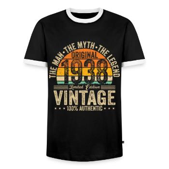 86th Birthday 1938 Retro Shirt - Men's Ringer Shirt - black/white - Front - AI Model Female 172 light (172cm) & AI Model Male 178 light (178cm)