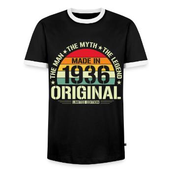 Millésime 1936 Anniversaire - T-shirt contrasté Homme - noir/blanc - Devant - AI Model Female 172 light (172cm) & AI Model Male 178 light (178cm)