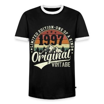 T-shirt d’anniversaire emblématique de 1997 - T-shirt contrasté Homme - noir/blanc - Devant - AI Model Female 172 light (172cm) & AI Model Male 178 light (178cm)