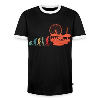 Evolution Amusement Park Fairground - Men's Ringer Shirt - black/white - Front - AI Model Female 172 light (172cm) & AI Model Male 178 light (178cm)