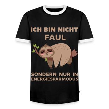 Ich bin nicht Faul ich bin nur im Energiesparmodus - Männer Kontrast-T-Shirt - Schwarz/Weiß - Vorne - AI Model Female 172 light (172cm) & AI Model Male 178 light (178cm)