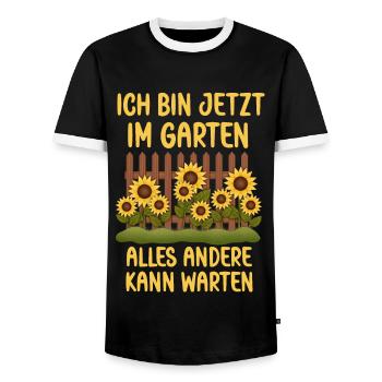 Ich bin jetzt in Garten alles andrere kann Warten - Männer Kontrast-T-Shirt - Schwarz/Weiß - Vorne - AI Model Female 172 light (172cm) & AI Model Male 178 light (178cm)