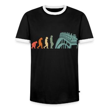 Amusement Park, Fair, Fairground, Funfair - Men's Ringer Shirt - black/white - Front - AI Model Female 172 light (172cm) & AI Model Male 178 light (178cm)