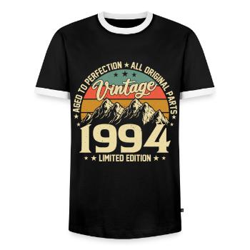 Année d’anniversaire légendaire 1994 - T-shirt contrasté Homme - noir/blanc - Devant - AI Model Female 172 light (172cm) & AI Model Male 178 light (178cm)