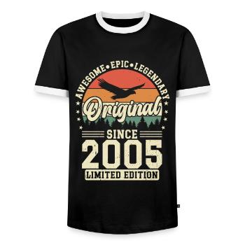 Légendaire 2005 Vintage Chemise d’anniversaire - T-shirt contrasté Homme - noir/blanc - Devant - AI Model Female 172 light (172cm) & AI Model Male 178 light (178cm)