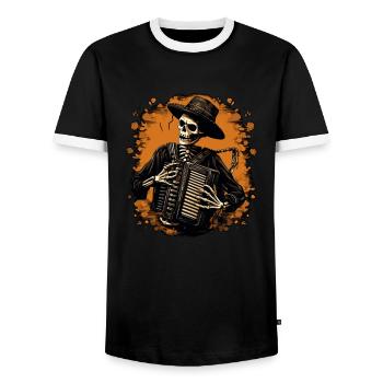 Accordion Musician Accordion Player Cinco-mayo - Men's Ringer Shirt - black/white - Front - AI Model Female 172 light (172cm) & AI Model Male 178 light (178cm)