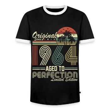 Vintage 1964 anniversaire rétro - T-shirt contrasté Homme - noir/blanc - Devant - AI Model Female 172 light (172cm) & AI Model Male 178 light (178cm)
