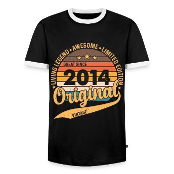 Geburtstagsjubiläum 2014 - Vintage Retro - Männer Kontrast-T-Shirt - Schwarz/Weiß - Vorne - AI Model Female 172 light (172cm) & AI Model Male 178 light (178cm)
