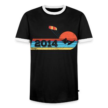 Kitesurf Anniversaire Millésime 2014 Né - T-shirt contrasté Homme - noir/blanc - Devant - AI Model Female 172 light (172cm) & AI Model Male 178 light (178cm)