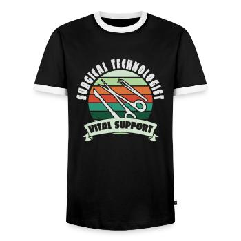 Chirurgisch-technischer Assistent Chirurg - Männer Kontrast-T-Shirt - Schwarz/Weiß - Vorne - AI Model Female 172 light (172cm) & AI Model Male 178 light (178cm)