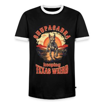 Cryptozoologists Chupacabra Creatures Funny - Men's Ringer Shirt - black/white - Front - AI Model Female 172 light (172cm) & AI Model Male 178 light (178cm)