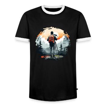 Appareil photo, Photographe de paysage, Photographe de nature - T-shirt contrasté Homme - noir/blanc - Devant - AI Model Female 172 light (172cm) & AI Model Male 178 light (178cm)