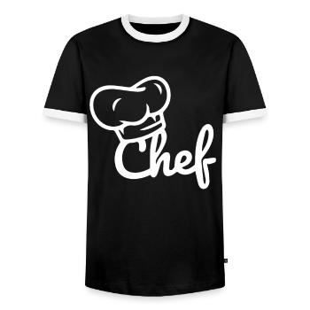 Cuisine avec style - T-shirt contrasté Homme - noir/blanc - Devant - AI Model Female 172 light (172cm) & AI Model Male 178 light (178cm)