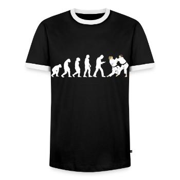 Judoka Taekwondo Karate Aikido Ju-Jutsu Evolution - Men's Ringer Shirt - black/white - Front - AI Model Female 172 light (172cm) & AI Model Male 178 light (178cm)