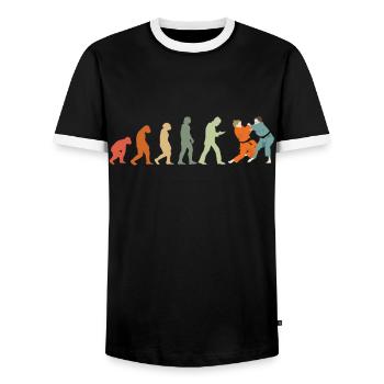 Judoka Taekwondo Karaté Aïkido Ju-Jutsu Evolution - T-shirt contrasté Homme - noir/blanc - Devant - AI Model Female 172 light (172cm) & AI Model Male 178 light (178cm)