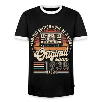 Vintage 1938 anniversaire rétro - T-shirt contrasté Homme - noir/blanc - Devant - AI Model Female 172 light (172cm) & AI Model Male 178 light (178cm)