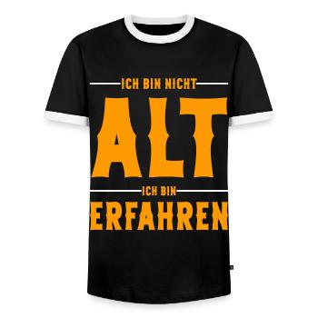 Ich bin nicht Alt ich bin Erfahren Alter Sprüche - Männer Kontrast-T-Shirt - Schwarz/Weiß - Vorne - AI Model Female 172 light (172cm) & AI Model Male 178 light (178cm)