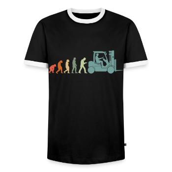 Forklift Driver Warehouse Manager Warehouse Clerk Vintage - Men's Ringer Shirt - black/white - Front - AI Model Female 172 light (172cm) & AI Model Male 178 light (178cm)