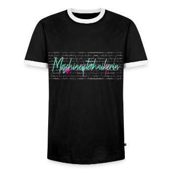 Technicien Cadeau De Graduation Technicien Machine - T-shirt contrasté Homme - noir/blanc - Devant - AI Model Female 172 light (172cm) & AI Model Male 178 light (178cm)