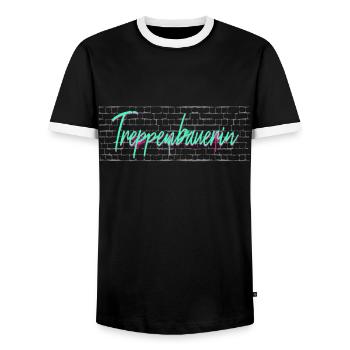 Charpentier Graduation cadeau escalier constructeur - T-shirt contrasté Homme - noir/blanc - Devant - AI Model Female 172 light (172cm) & AI Model Male 178 light (178cm)