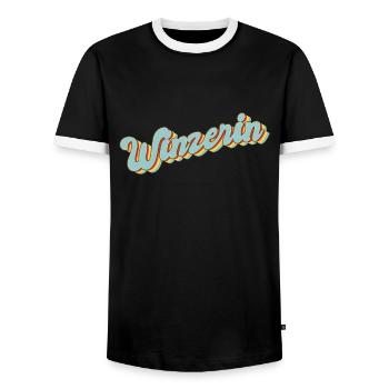 Weinbauer Abschluss-Geschenk Winzerin - Männer Kontrast-T-Shirt - Schwarz/Weiß - Vorne - AI Model Female 172 light (172cm) & AI Model Male 178 light (178cm)