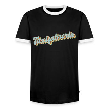 Chauffeur de taxi cadeau de graduation chauffeur de taxi - T-shirt contrasté Homme - noir/blanc - Devant - AI Model Female 172 light (172cm) & AI Model Male 178 light (178cm)