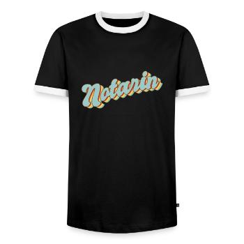 Lawyer Graduation Gift Notary - Men's Ringer Shirt - black/white - Front - AI Model Female 172 light (172cm) & AI Model Male 178 light (178cm)