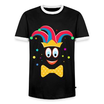 Ein lustiger Clown Karneval mit der Fliege - Männer Kontrast-T-Shirt - Schwarz/Weiß - Vorne - AI Model Female 172 light (172cm) & AI Model Male 178 light (178cm)