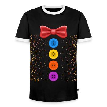 Ein lustiges Karneval Kostüm mit Knöpfen Karneval - Männer Kontrast-T-Shirt - Schwarz/Weiß - Vorne - AI Model Female 172 light (172cm) & AI Model Male 178 light (178cm)