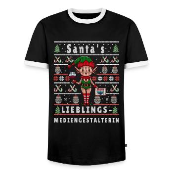 VILAIN NOËL PRÉFÉRÉ DU PÈRE NOËL - T-shirt contrasté Homme - noir/blanc - Devant - AI Model Female 172 light (172cm) & AI Model Male 178 light (178cm)