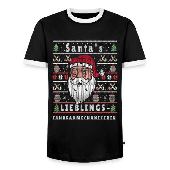 UGLY CHRISTMAS SANTA'S FAVORITE - Men's Ringer Shirt - black/white - Front - AI Model Female 172 light (172cm) & AI Model Male 178 light (178cm)
