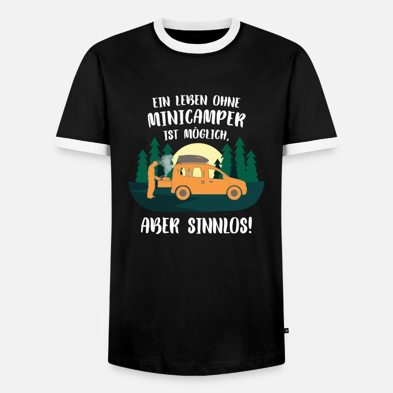 Minicamper SENSELESS Camping-Camper Microcamper - Men's Ringer Shirt - black/white