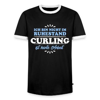 Ruhestand Rentner Pensioner Curling - Männer Kontrast-T-Shirt - Schwarz/Weiß - Vorne - AI Model Female 172 light (172cm) & AI Model Male 178 light (178cm)
