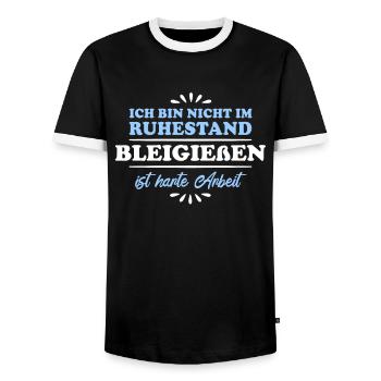 Ruhestand Rentner Pensioner Bleigießen - Männer Kontrast-T-Shirt - Schwarz/Weiß - Vorne - AI Model Female 172 light (172cm) & AI Model Male 178 light (178cm)