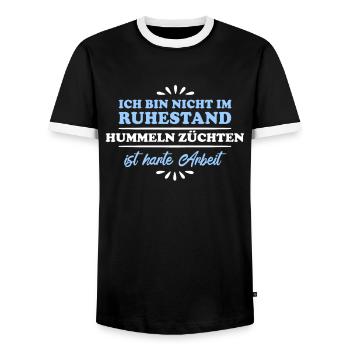 Retirement Pensioner Pensioner Bumblebee Breeder - Men's Ringer Shirt - black/white - Front - AI Model Female 172 light (172cm) & AI Model Male 178 light (178cm)