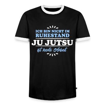 Retirement Pensioner Pensioner Ju-Jutsu - Men's Ringer Shirt - black/white - Front - AI Model Female 172 light (172cm) & AI Model Male 178 light (178cm)