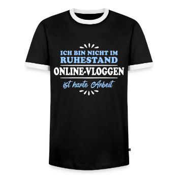 Ruhestand Rentner Pensioner Online-Vlogger - Männer Kontrast-T-Shirt - Schwarz/Weiß - Vorne - AI Model Female 172 light (172cm) & AI Model Male 178 light (178cm)