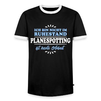 Retirement Pensioner Pensioner Planespotter - Men's Ringer Shirt - black/white - Front - AI Model Female 172 light (172cm) & AI Model Male 178 light (178cm)