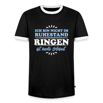 Retirement Pensioner Pensioner Wrestling Sport - Men's Ringer Shirt - black/white - Front - AI Model Female 172 light (172cm) & AI Model Male 178 light (178cm)