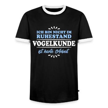 Ornithologie des pensionnés - T-shirt contrasté Homme - noir/blanc - Devant - AI Model Female 172 light (172cm) & AI Model Male 178 light (178cm)