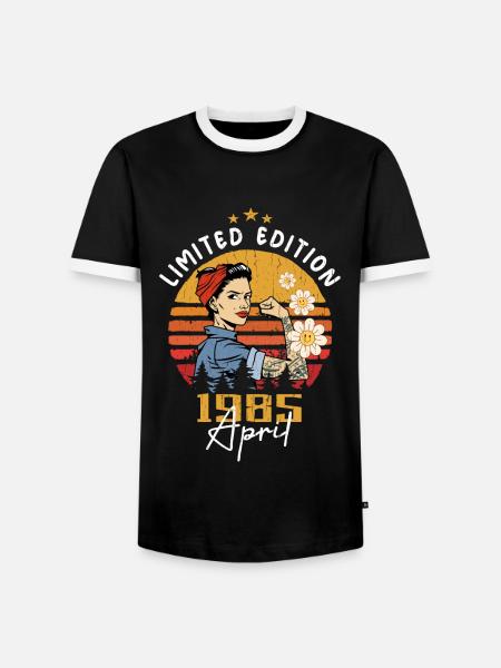 April 1985 Birthday Present April 1985 Vintage - Men's Ringer Shirt - black/white