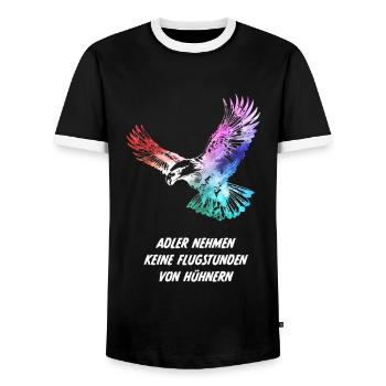 Adler nehmen keine Flugstunden von Hühnern Humor - Männer Kontrast-T-Shirt - Schwarz/Weiß - Vorne - AI Model Female 172 light (172cm) & AI Model Male 178 light (178cm)