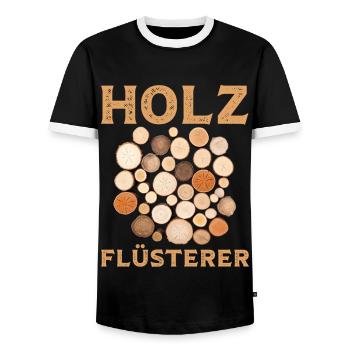 Ich bin ein Holzflüsterer mit Baumstämmen Holz - Männer Kontrast-T-Shirt - Schwarz/Weiß - Vorne - AI Model Female 172 light (172cm) & AI Model Male 178 light (178cm)