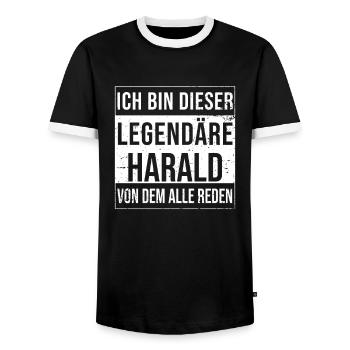 Je suis cette chemise légendaire pour Harald - T-shirt contrasté Homme - noir/blanc - Devant - AI Model Female 172 light (172cm) & AI Model Male 178 light (178cm)