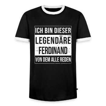 Ich bin dieser legendäre Shirt für Ferdinand - Männer Kontrast-T-Shirt - Schwarz/Weiß - Vorne - AI Model Female 172 light (172cm) & AI Model Male 178 light (178cm)