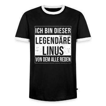I'm this legendary shirt for Linus - Men's Ringer Shirt - black/white - Front - AI Model Female 172 light (172cm) & AI Model Male 178 light (178cm)