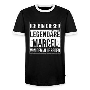 I'm this legendary shirt for Marcel - Men's Ringer Shirt - black/white - Front - AI Model Female 172 light (172cm) & AI Model Male 178 light (178cm)