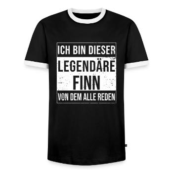 I'm this legendary for Finn - Men's Ringer Shirt - black/white - Front - AI Model Female 172 light (172cm) & AI Model Male 178 light (178cm)