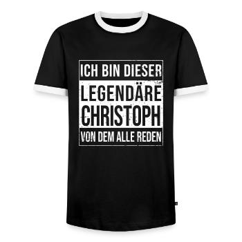 I'm this legendary for Christoph - Men's Ringer Shirt - black/white - Front - AI Model Female 172 light (172cm) & AI Model Male 178 light (178cm)